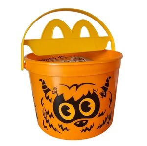McDonald's Boo Bucket, orange with white sticker set